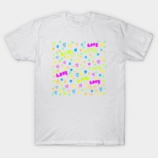 fluorescent heart pattern T-Shirt